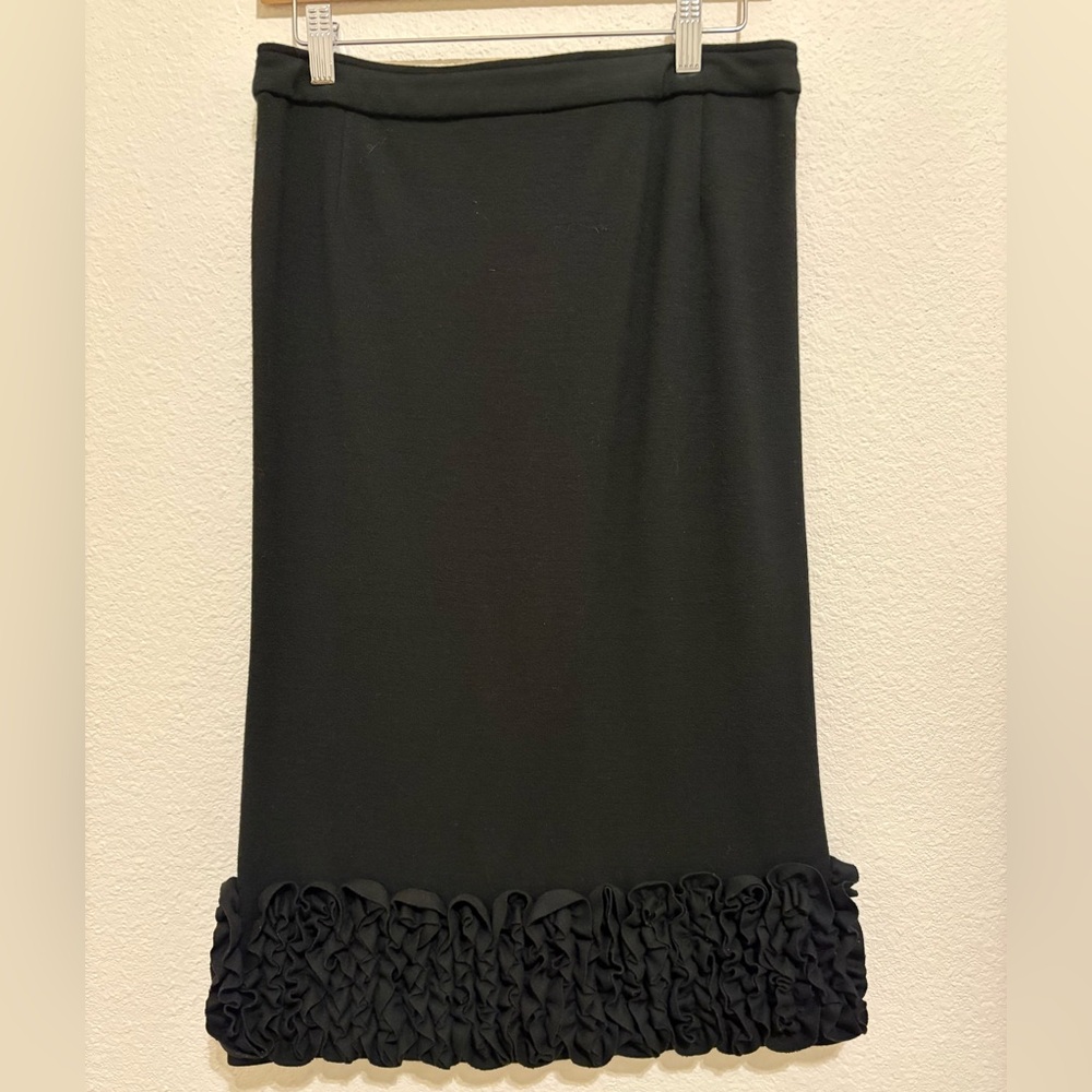 Dolce & Gabbana Black Pencil Skirt with Ruffle Hem